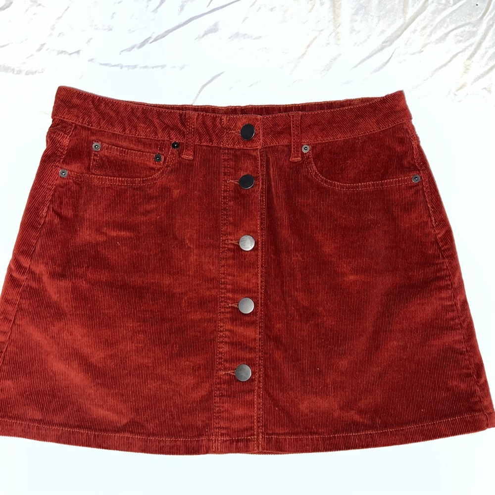 Red A-line mini skirt for a casual night out